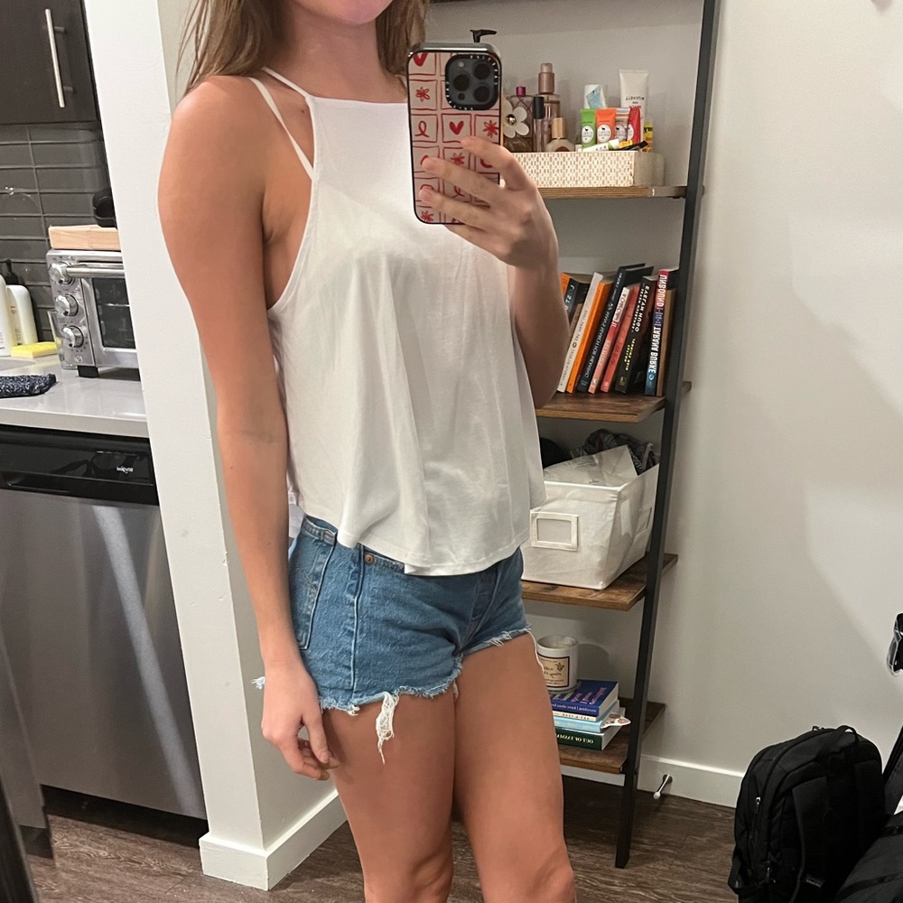 White High Neck Summer Tank Top